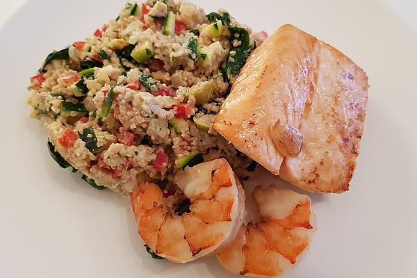 Salmon on Spinach Couscous