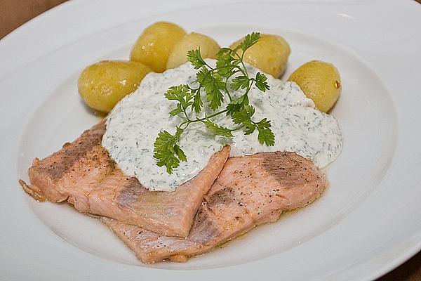 Salmon Trout with Frankfurt Green Sauce and Small Potatoes