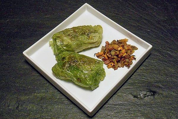 Savoy Cabbage Rolls Filled with Pumpkin, Chestnuts and Porcini Mushrooms