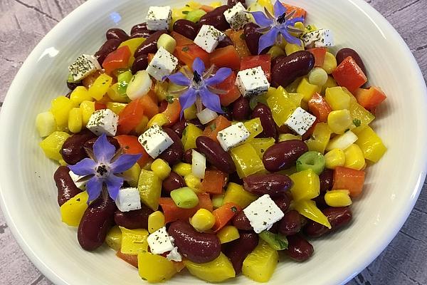Sheep Cheese and Bell Pepper Salad with Kidney Beans