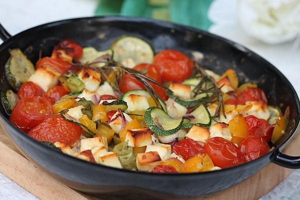 Sheep Cheese on Bed Of Vegetables