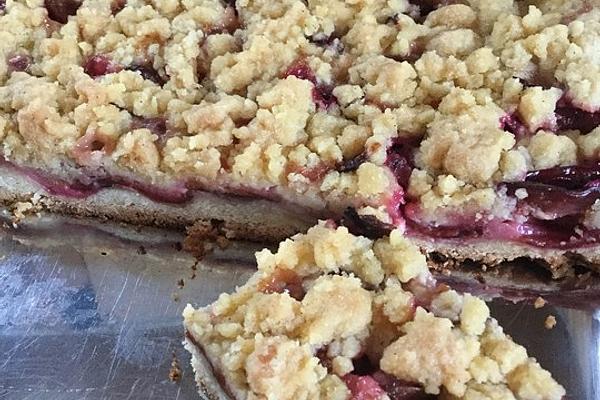 Simple Plum Cake on Shortcrust Pastry with Sprinkles