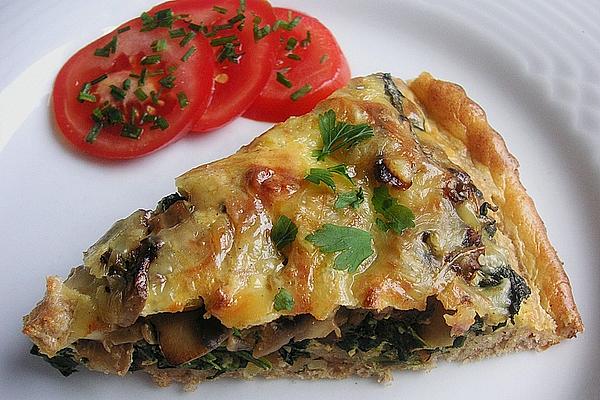 Spelled Quiche with Spinach and Wild Mushroom Filling