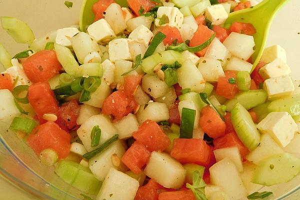 Spicy Melon Salad with Feta Cheese À La Gabi