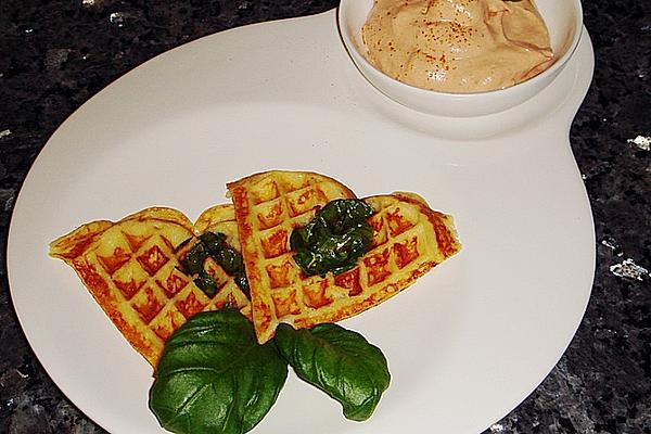 Spicy Potato Waffles with Dip