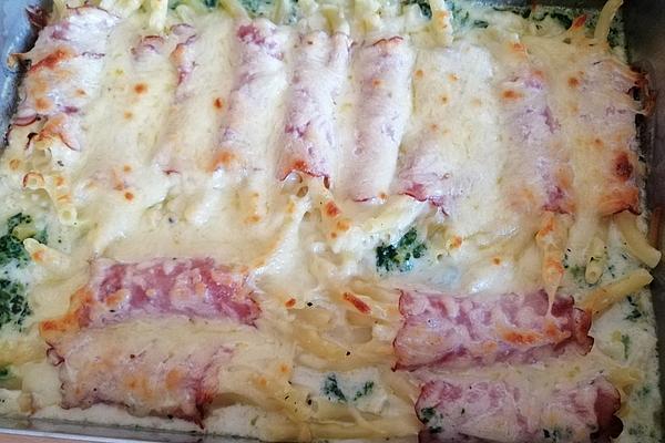 Spinach Casserole with Filled Ham and Cheese Rolls