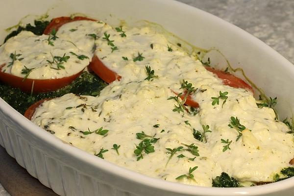 Spinach Casserole with Tomatoes and Feta Cheese