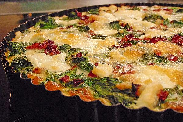 Spinach Quiche with Ham and Buffalo Cheese