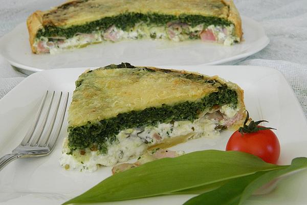 Spinach Quiche with Wild Garlic and Sheep Cheese Crust
