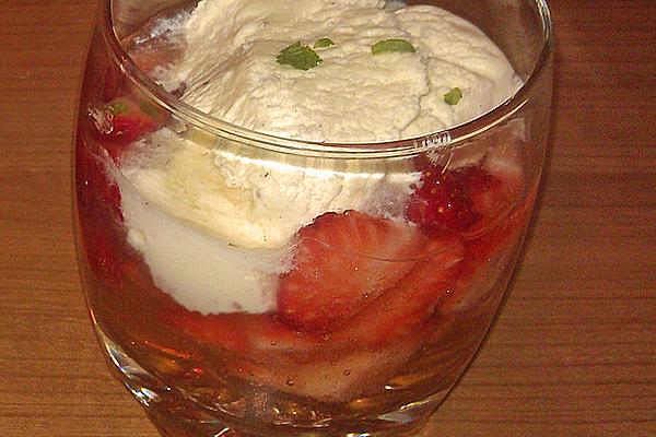 Strawberry and Elderberry Flip with Vanilla Ice Cream