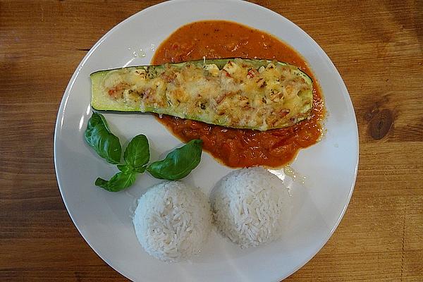 Stuffed Zucchini with Tomatoes and Feta