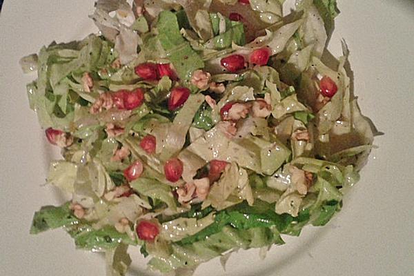 Sugar Loaf Salad with Pomegranate and Walnut Kernels