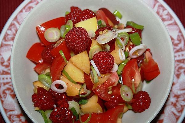 Summer Salad Made from Tomatoes, Nectarine and Strawberries