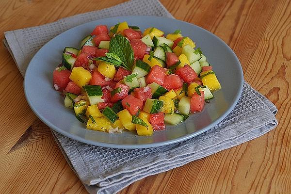 Summer Salad Made from Watermelon, Cucumber and Mango