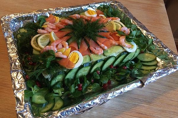 Swedish Cake with Salmon and Shrimp