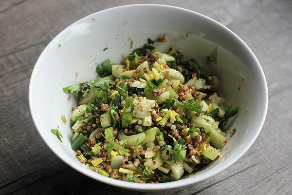 Sweet and Sour Buckwheat Salad with Parsley and Celery