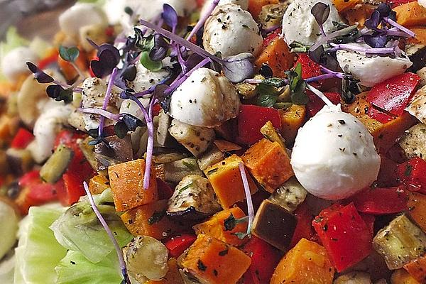 Sweet Potato Salad with Eggplant and Peppers