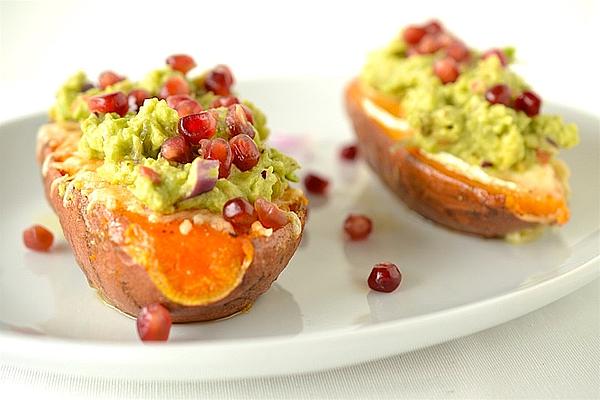 Sweet Potatoes with Avocado and Pomegranate