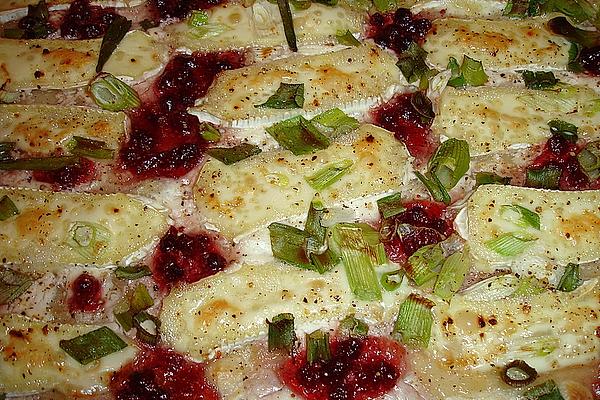 Tarte Flambée with Camembert and Cranberries