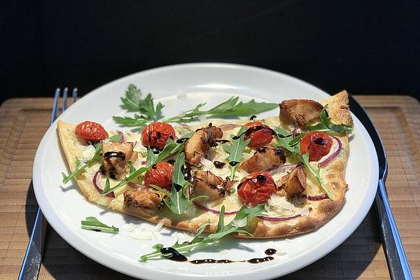 Tarte Flambée with Chicken and Vegetables