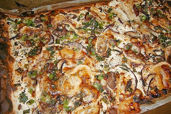 Tarte Flambée with Mushrooms and Goat Cheese