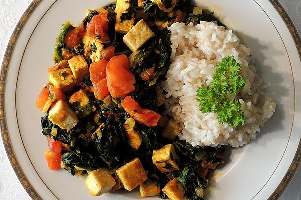 Tofu with Indian Spinach