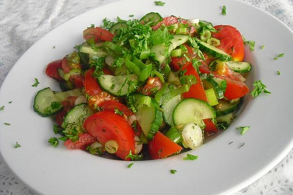 Tomato and Cucumber Salad with Dill and Parsley