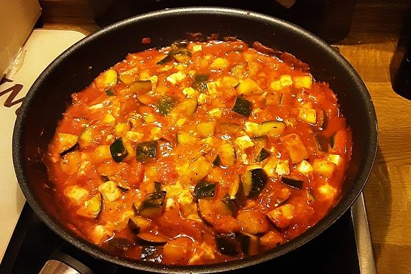 Tomato and Zucchini Pan with Feta Cheese