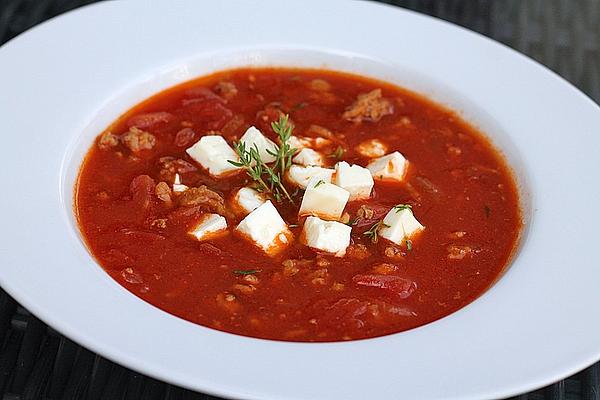 Tomato – Minced Meat Soup with Feta