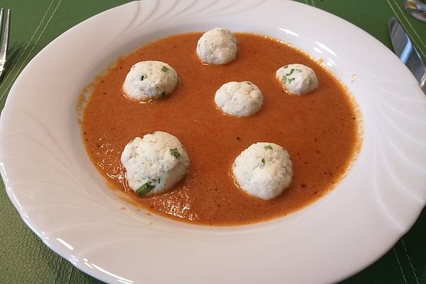 Tomato Soup with Mozzarella Dumplings