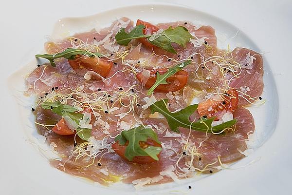 Tuna Carpaccio with Lime, Olive Oil and Grated Parmesan