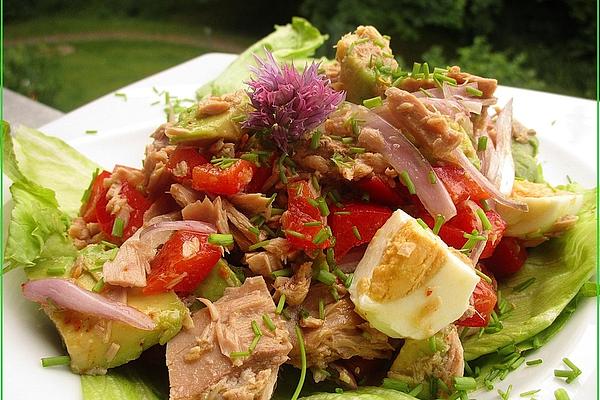 Tuna Salad with Egg, Avocado and Tomatoes