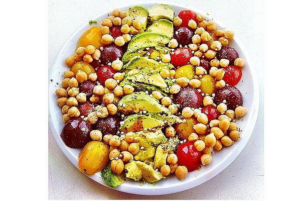 Vegan Chickpea Salad with Avocado and Buckwheat Germ