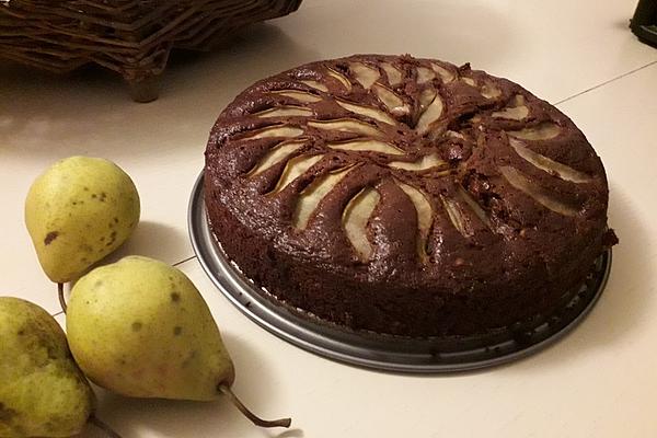 Vegan Chocolate Walnut Cake with Pear and Spelled Flour