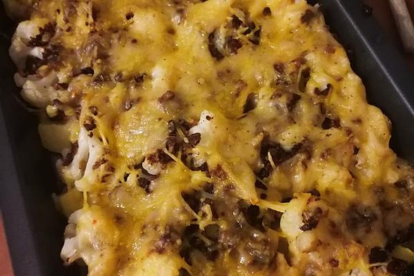 Vegan Potato and Cauliflower Casserole with Minced Meat Substitute