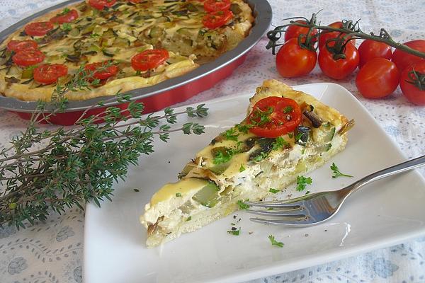 Vegetable Cake with Cherry Tomatoes and Zucchini