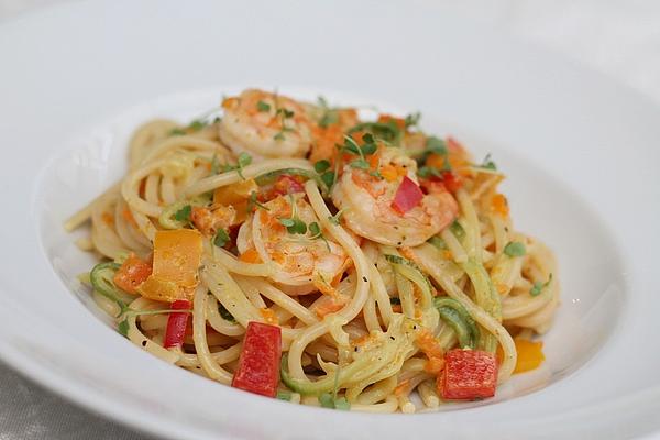 Vegetable Spaghetti with Shrimp