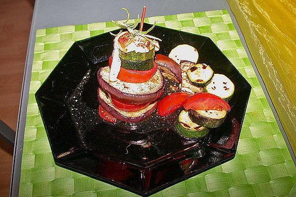 Vegetable Towers with Goat Cheese and Honey