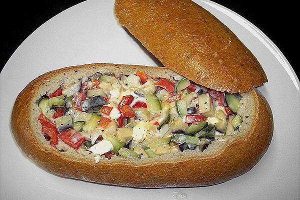 Vegetables with Feta Cheese in Bread