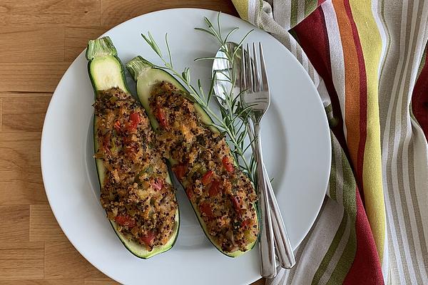 Vegetarian Filled Zucchini with Quinoa and Maple Syrup