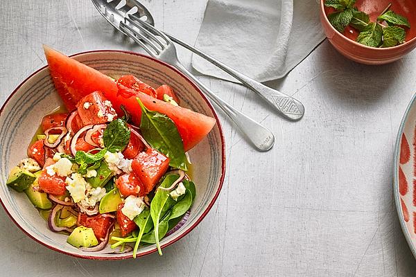 Watermelon and Avocado Salad with Feta and Mint