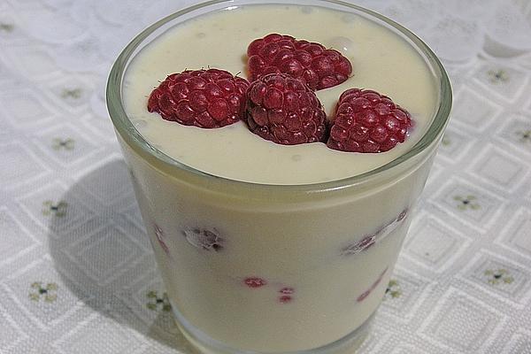 White Chocolate Mousse with Raspberries