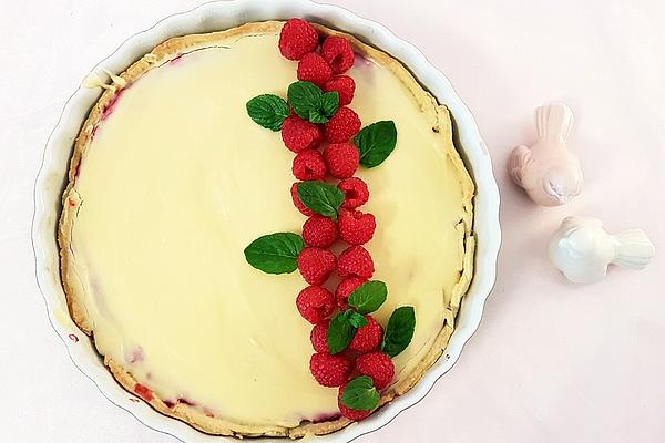 White Chocolate Tart with Raspberry and Mint Compote