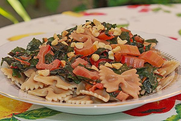 Whole Wheat Pasta with Swiss Chard and Peanut Sauce