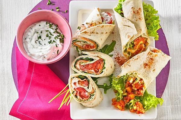 Wrap with Chicken, Pepper and Zucchini Filling