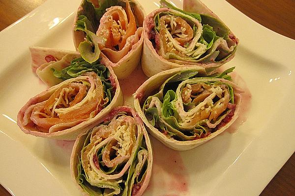Wraps with Cranberry Cream Cheese and Smoked Turkey Breast