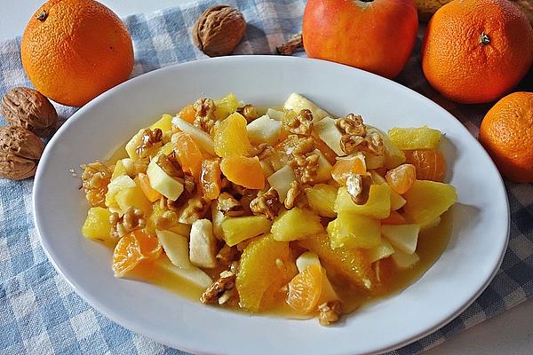 Yellow Fruit Salad with Walnuts