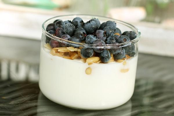 Yogurt with Nuts, Honey and Blueberries