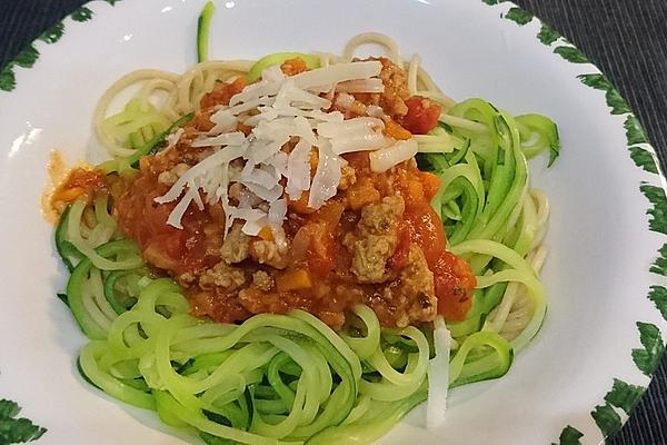 Zoodles with Tomato and Mince Sauce