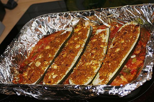 Zucchini with Couscous Feta Filling on Tomato Bed SuperNova